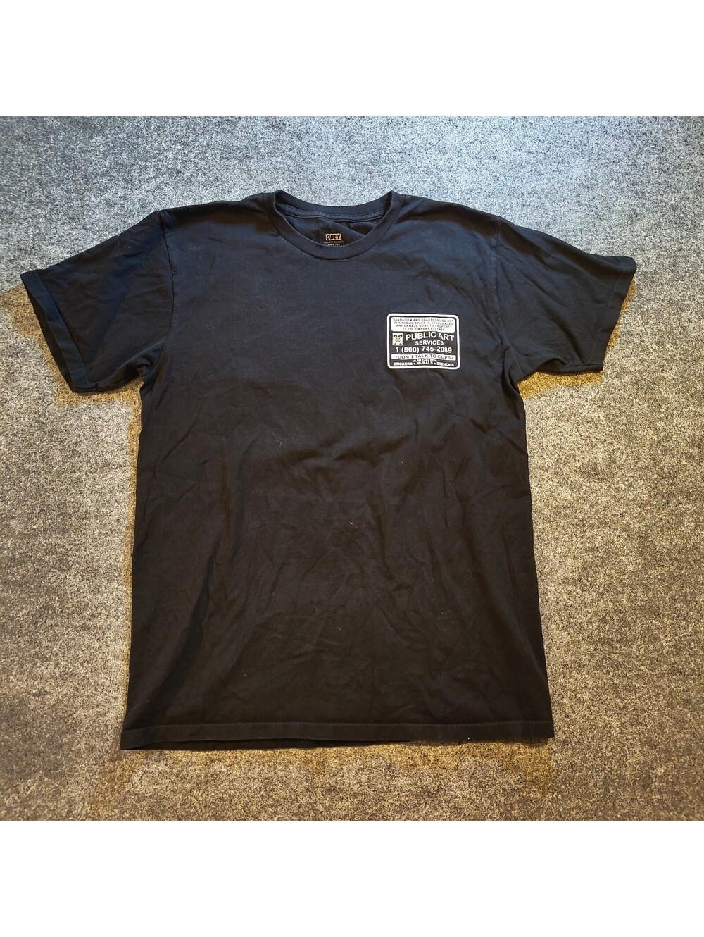 OBEY Public Art Services Graphic Tee Black Streetwear Shirt Size M